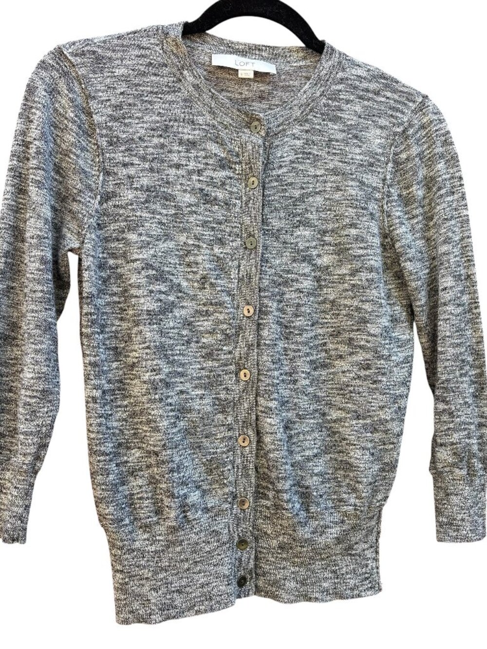 Ann Taylor Loft Dark Gray & White Button-up Cardigan Womens Size S